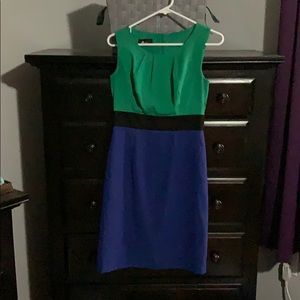 Green, blue, and black dress from AB Studio